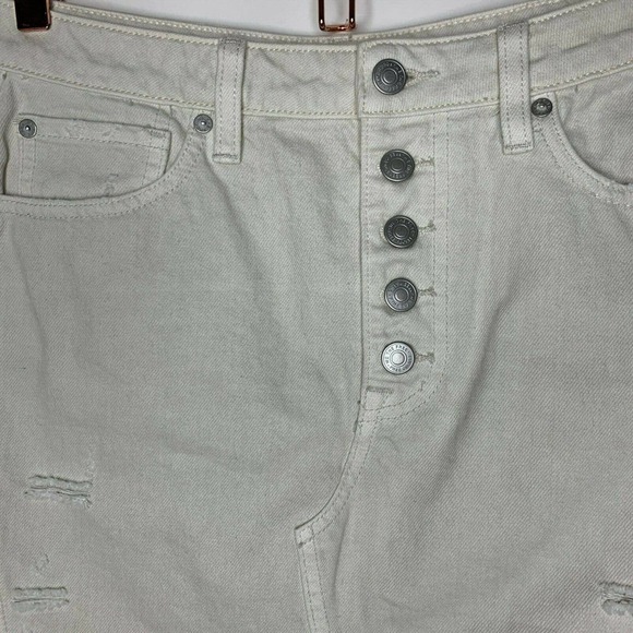 We The Free Womens Size 28 Distressed Denim Skirt Cream‎ Free People - Picture 4 of 7